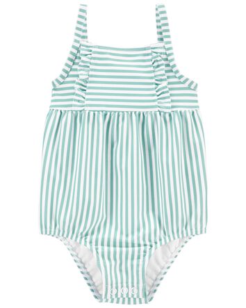 Carters Infant Girls Pink /& White Stripe Hippo Rash Guard Baby Swimming Suit